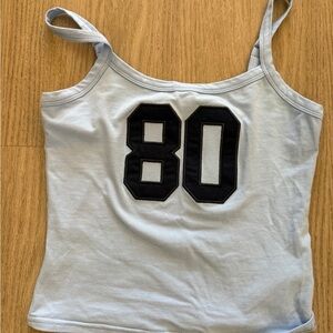 Edikted Light Blue Tank Top with Black '80' Design